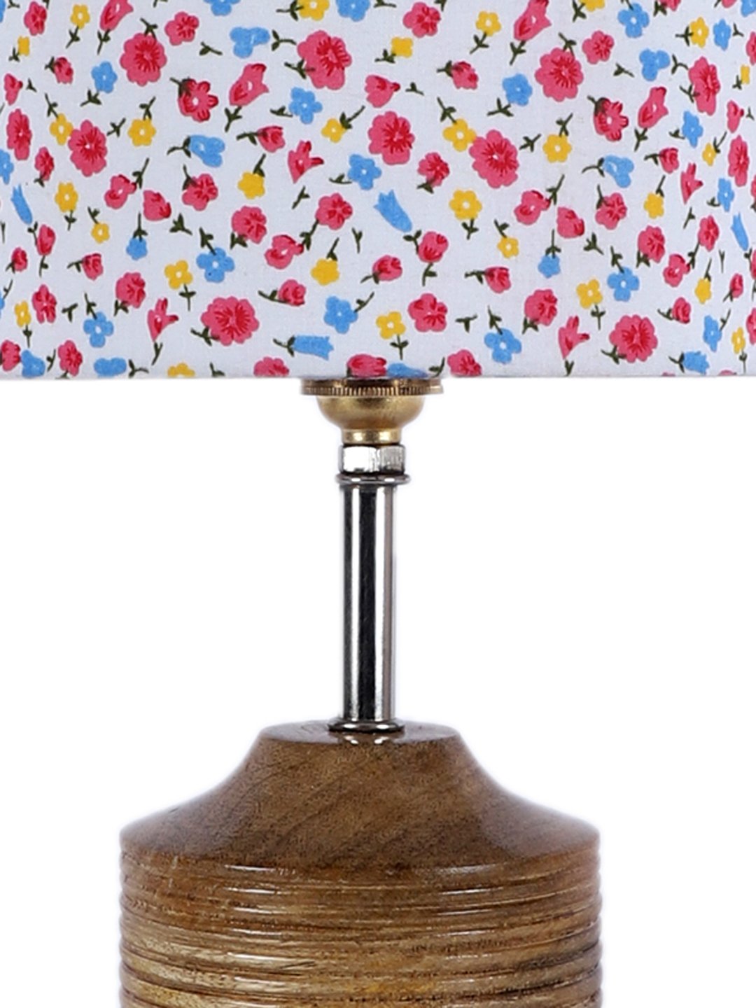 Ambika Home Multicolor cotton Table Lamp with Natural Wood Base | Designer Bedside Lamp for Living Room, Bedroom, Hotel, Café & Restaurant - Image 7