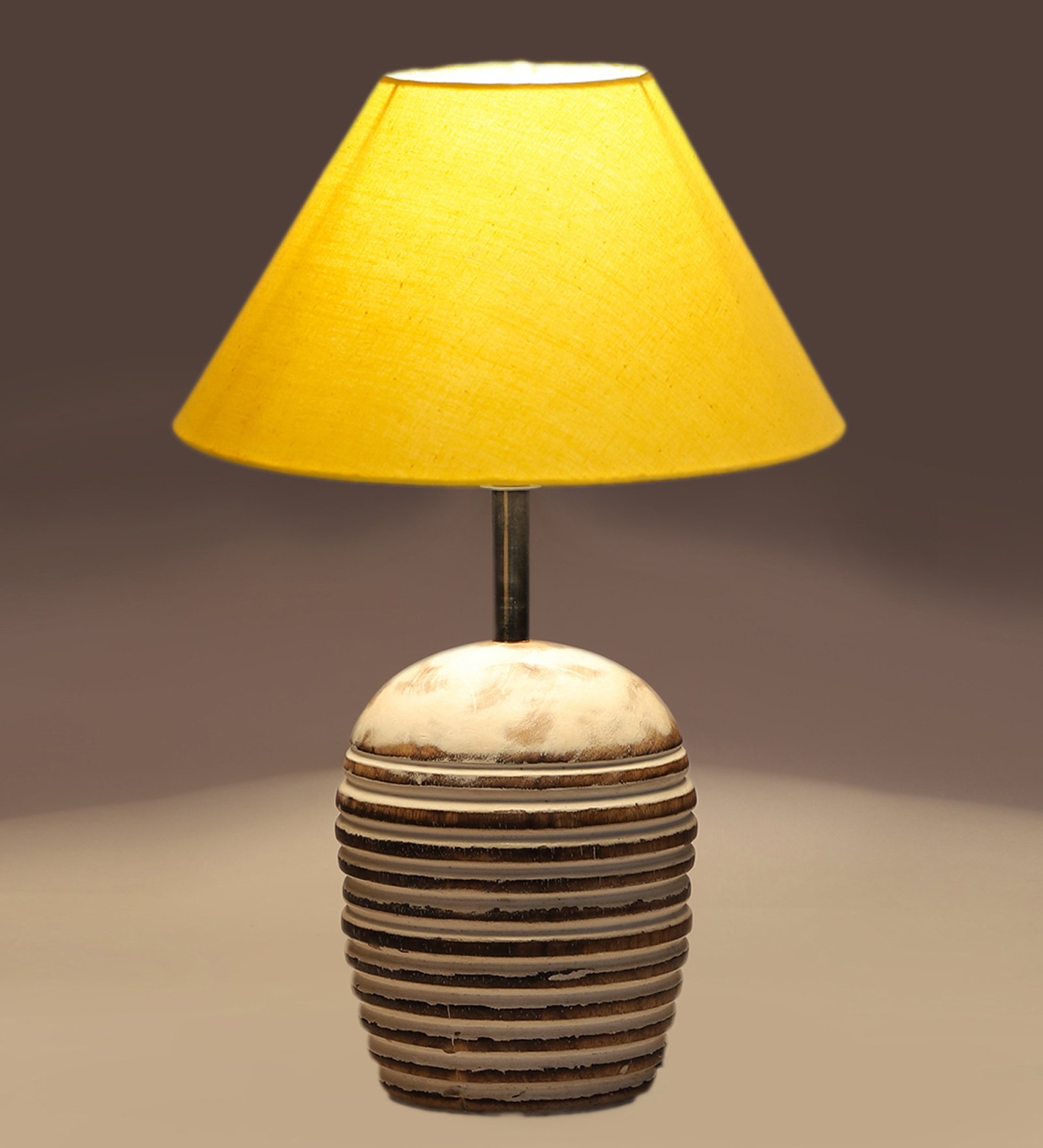 Ambika Home Premium Yellow Cotton Table Lamp with Wooden Base | Designer Bedside Lamp for Living Room, Bedroom, Hotel, Café & Restaurant - Image 8