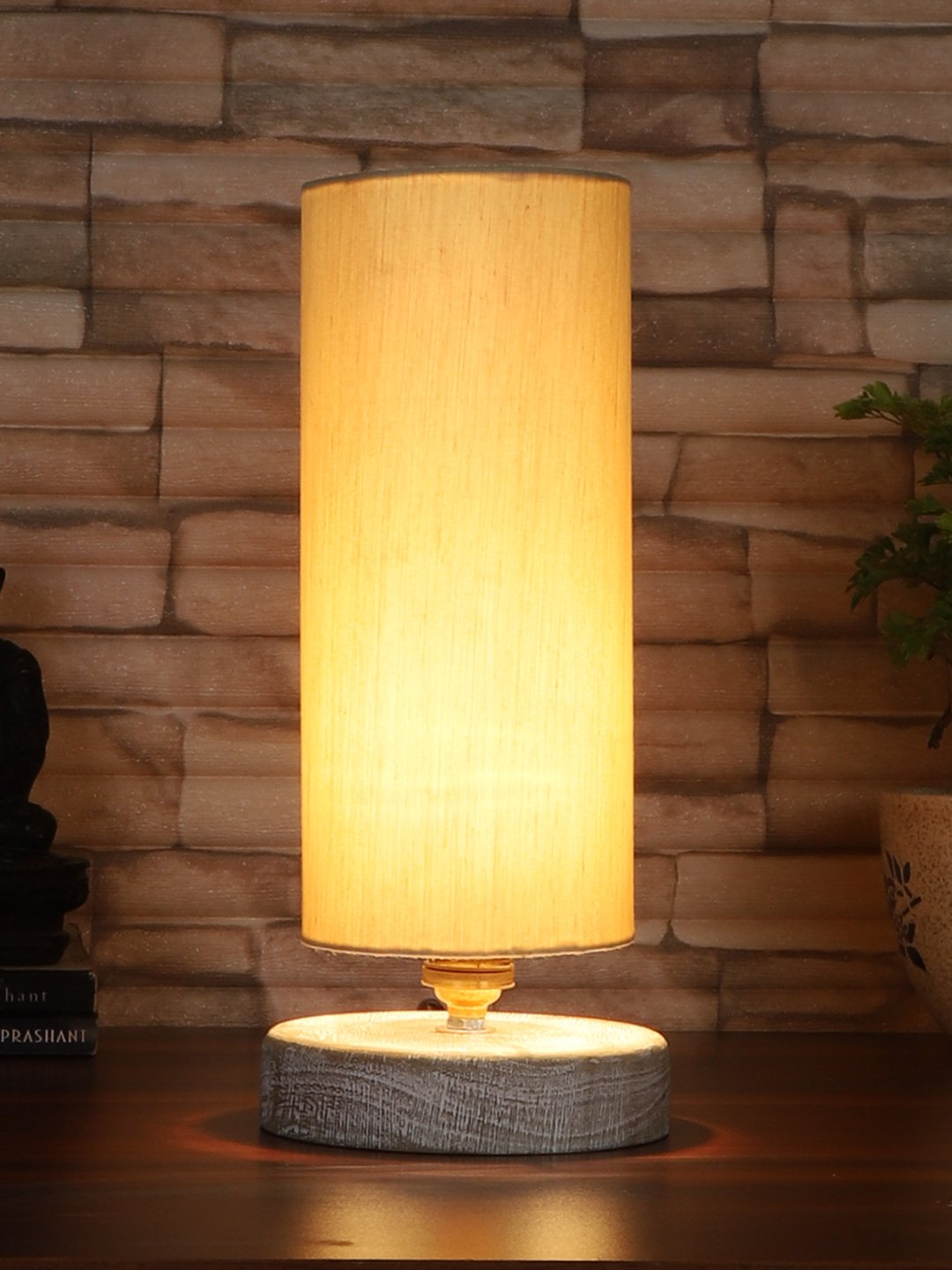 Ambika Home off-white Wood White Brushed Decorative Table Lamp | Premium Handmade Home Decor | Bedroom Living Room Bedside Hotel Café | WK42 - Image 2