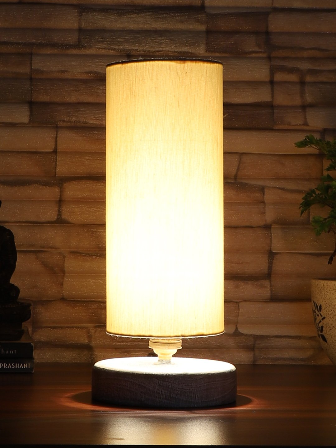 Ambika Home off-white Wood White Brushed Decorative Table Lamp | Premium Handmade Home Decor | Bedroom Living Room Bedside Hotel Café | WK42 - Image 3