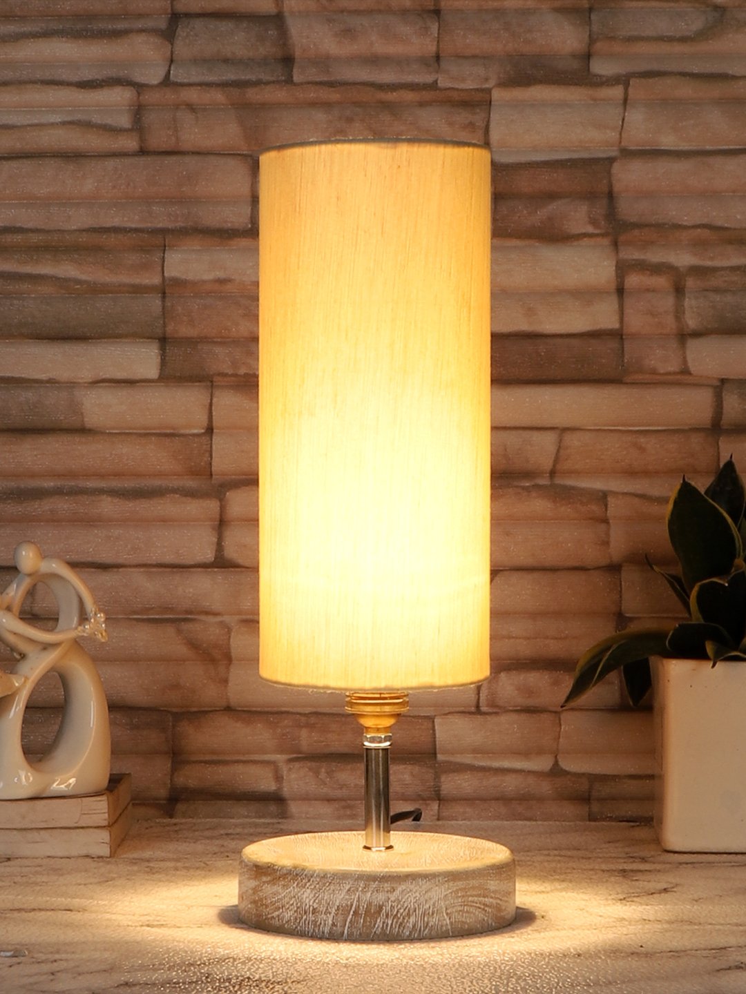 Ambika Home off-white Wood White Brushed Decorative Table Lamp | Premium Handmade Home Decor | Bedroom Living Room Bedside Hotel Café | WK04 - Image 2