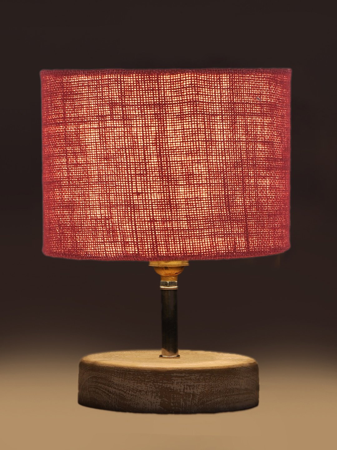 Ambika Home Maroon Wood White Brushed Decorative Table Lamp | Premium Handmade Home Decor | Bedroom Living Room Bedside Hotel Café | WK30 - Image 4