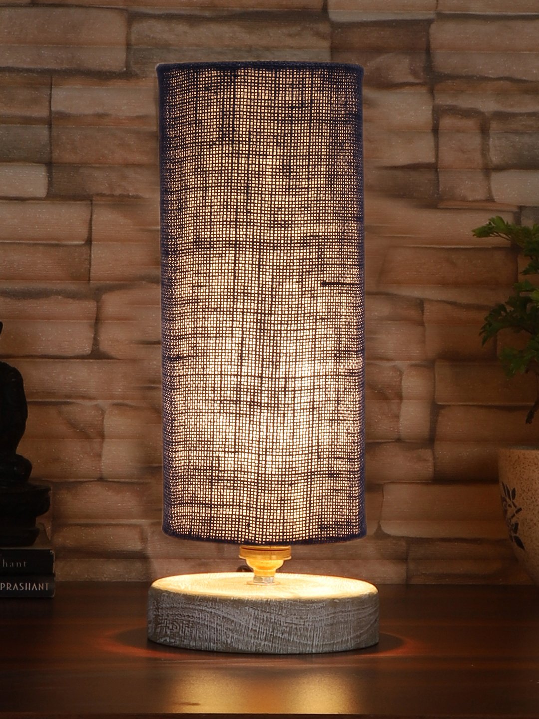 Ambika Home Blue Wood White Brushed Decorative Table Lamp | Premium Handmade Home Decor | Bedroom Living Room Bedside Hotel Café | WK53 - Image 2