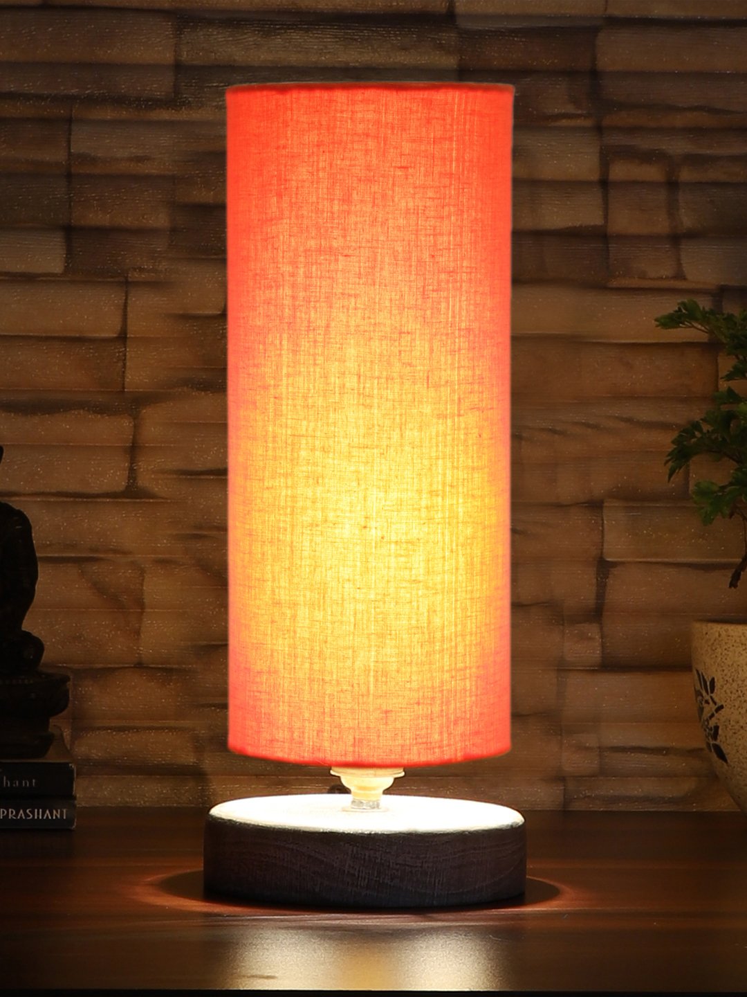 Ambika Home Orange Wood White Brushed Decorative Table Lamp | Premium Handmade Home Decor | Bedroom Living Room Bedside Hotel Café | WK45 - Image 3