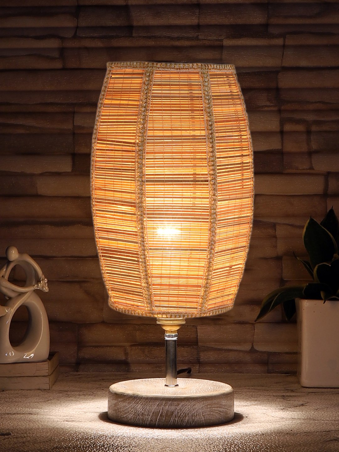 Ambika Home Beige Boho Bamboo White Brushed Decorative Table Lamp | Premium Handmade Home Decor | Bedroom Living Room Bedside Hotel Café | WK03 - Image 3