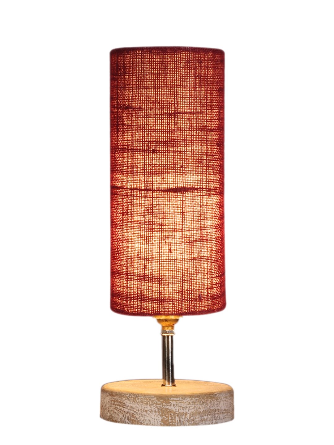 Ambika Home Maroon Wood White Brushed Decorative Table Lamp | Premium Handmade Home Decor | Bedroom Living Room Bedside Hotel Café | WK13 - Image 4