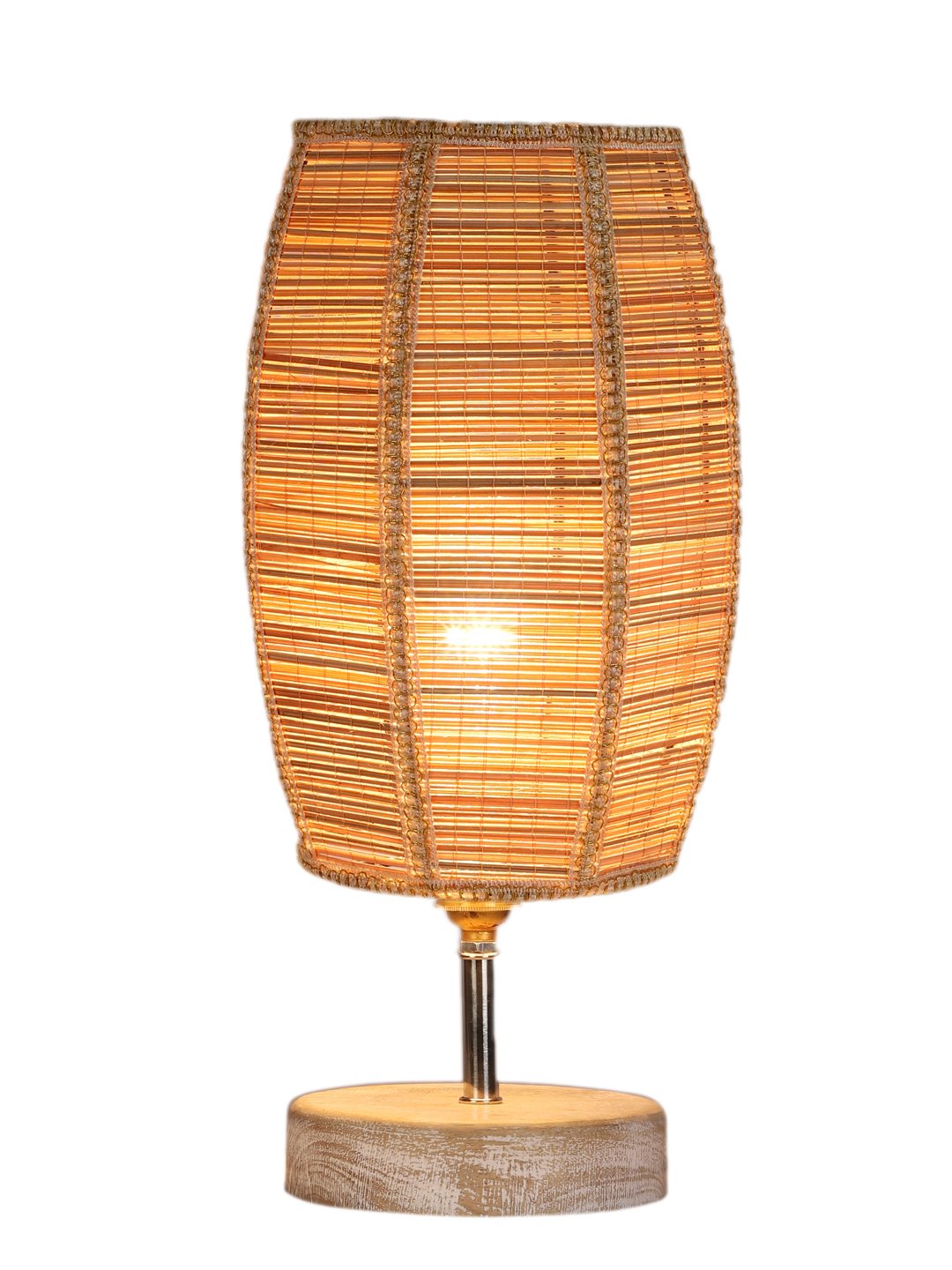 Ambika Home Beige Boho Bamboo White Brushed Decorative Table Lamp | Premium Handmade Home Decor | Bedroom Living Room Bedside Hotel Café | WK03 - Image 4