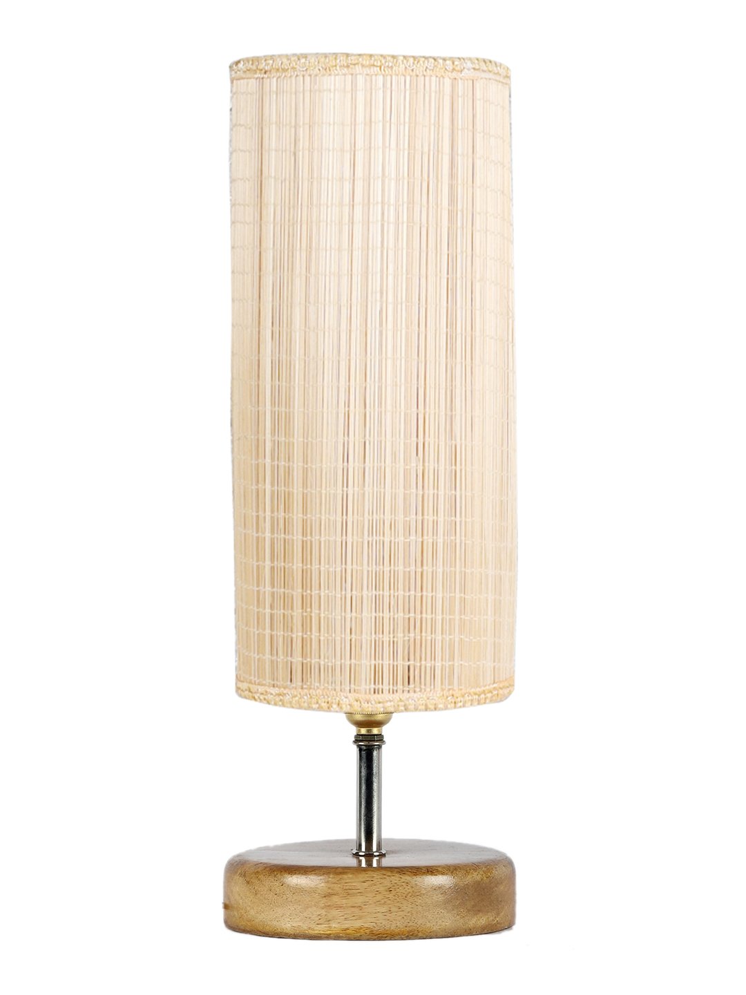 Handcrafted Ambika Home Wood Table lamp with Bamboo Shade | Decorative Wood Table Lamp for Living Room, Bedroom, Hotel, Café, Restaurant, Office & Home Décor | Wood Base, Beige Bamboo Shade | E27 Holder - Image 5