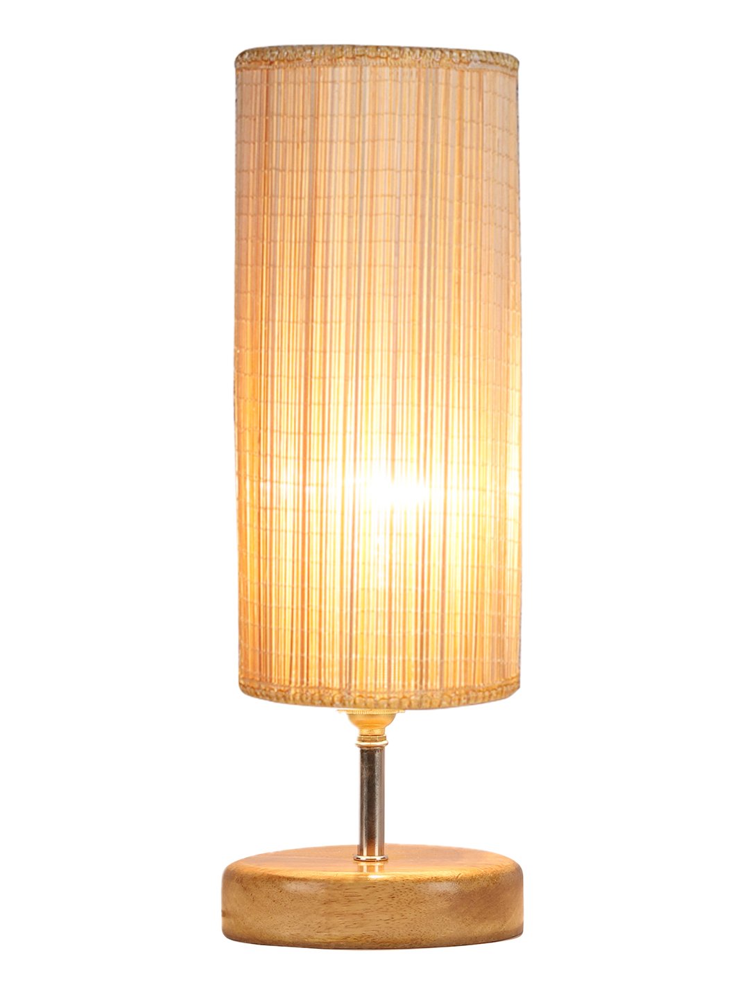 Handcrafted Ambika Home Wood Table lamp with Bamboo Shade | Decorative Wood Table Lamp for Living Room, Bedroom, Hotel, Café, Restaurant, Office & Home Décor | Wood Base, Beige Bamboo Shade | E27 Holder - Image 6