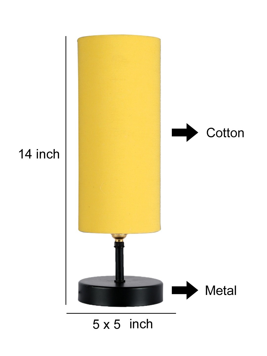 Minimalist Ambika Home Wood Table lamp with Yellow cotton Shade | Decorative Wood Table Lamp for Living Room, Bedroom, Hotel, Café, Restaurant, Office & Home Décor | Wood Base, Yellow cotton Shade | E27 Holder - Image 3