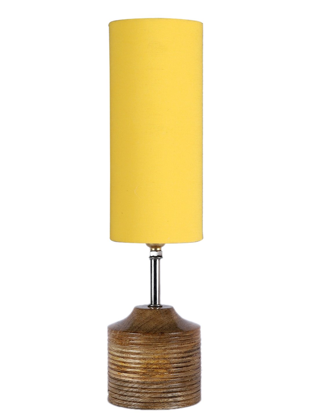 Contemporary Ambika Home Wood Table lamp with Yellow cotton Shade | Decorative Wood Table Lamp for Living Room, Bedroom, Hotel, Café, Restaurant, Office & Home Décor | Wood Base, Yellow cotton Shade | E27 Holder - Image 5