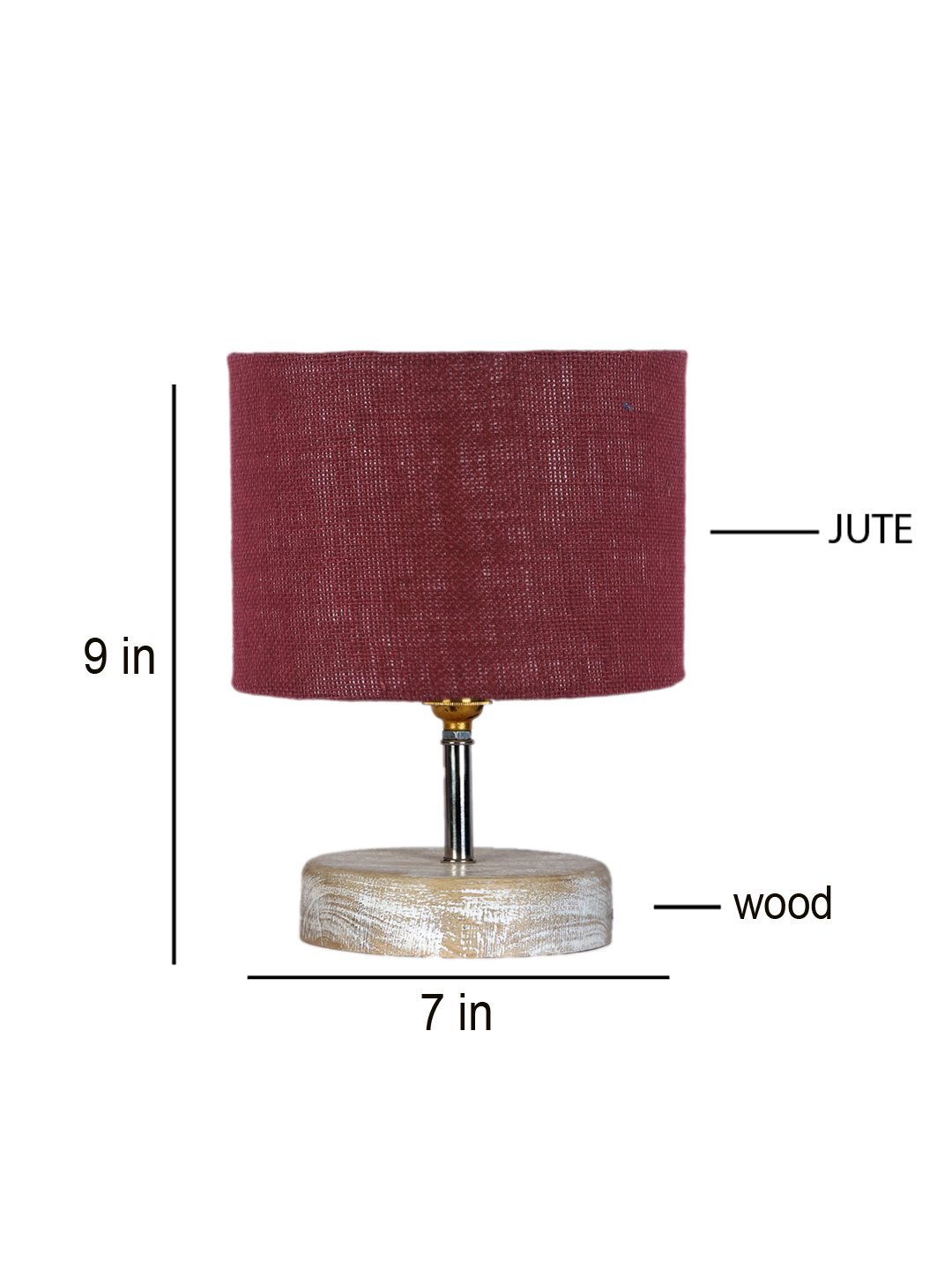 Ambika Home Maroon Wood White Brushed Decorative Table Lamp | Premium Handmade Home Decor | Bedroom Living Room Bedside Hotel Café | WK30 - Image 7