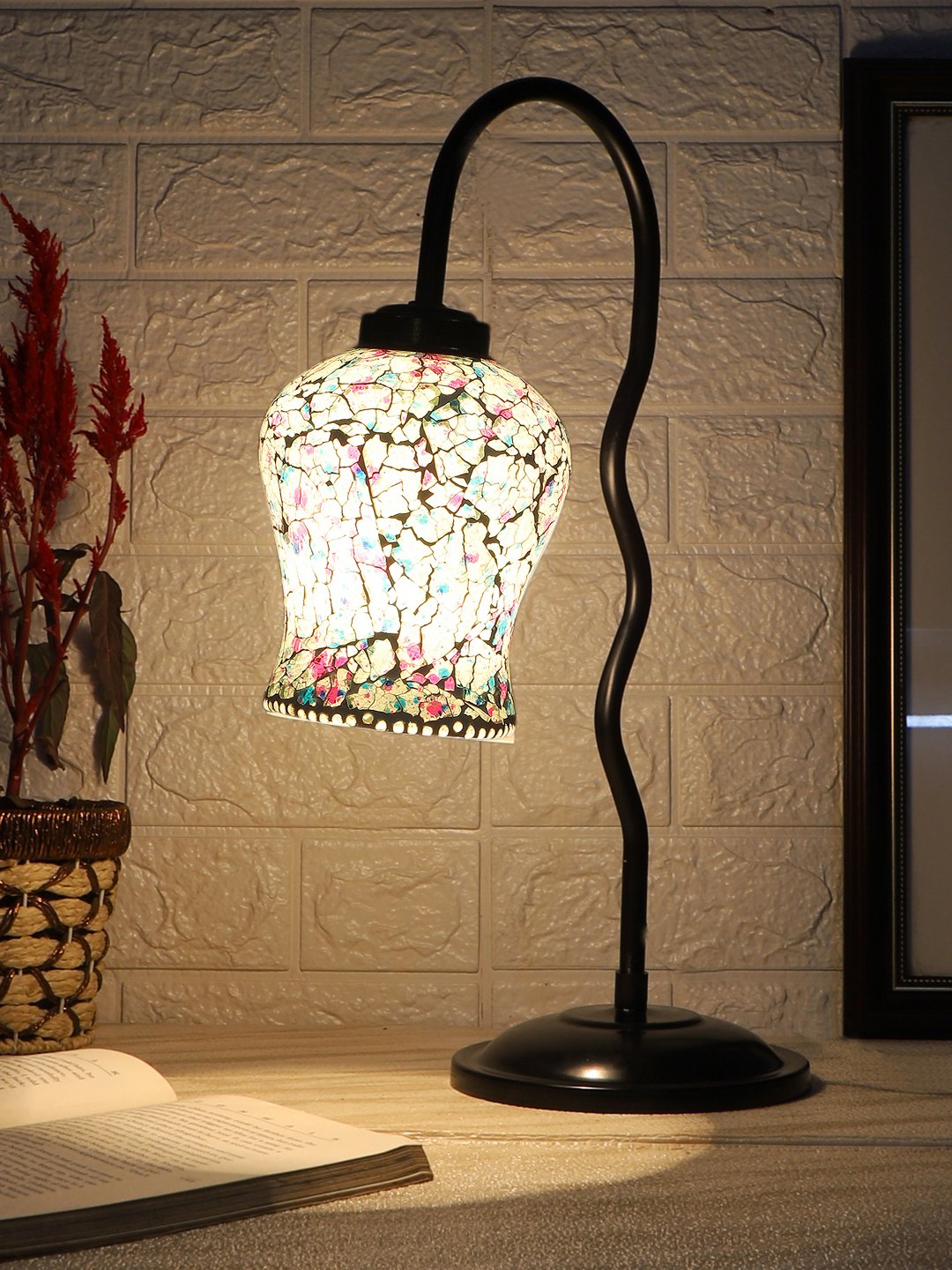 Ambika Home Scandinavian Multi Iron Table Lamp with Designer Shade for Hotel | Premium Home Decor Bedside Lamp - Image 3